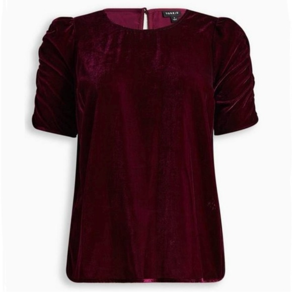 TORRID VELVET RUCHED KEYHOLE BACK TOP 3X - Picture 4 of 7